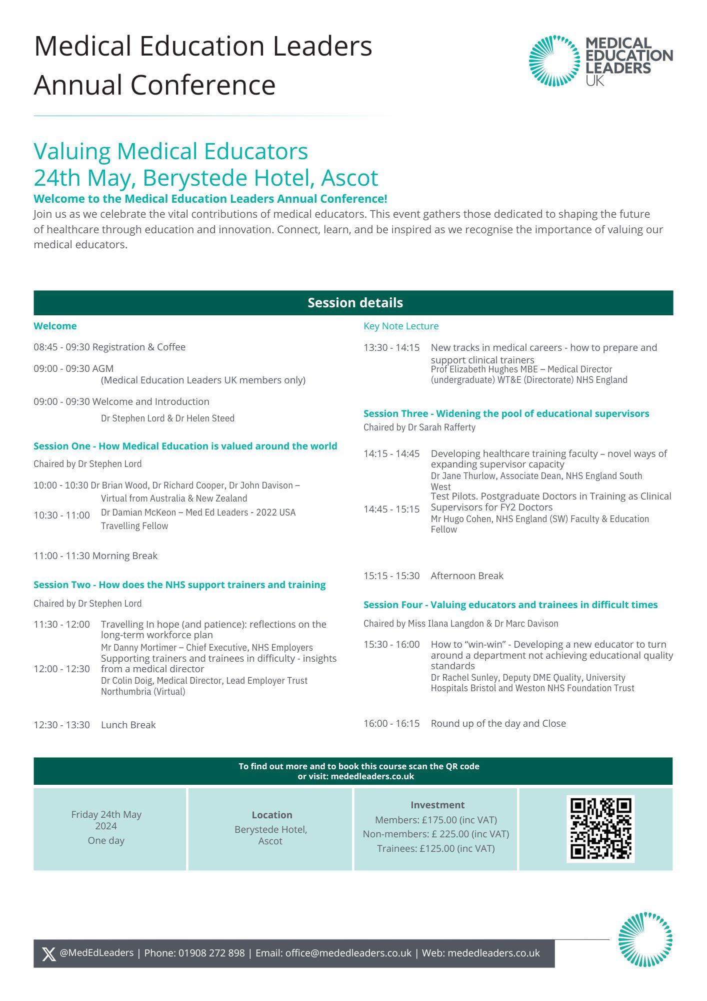 Annual Conference 2024 Programme Valuing Medical Educators